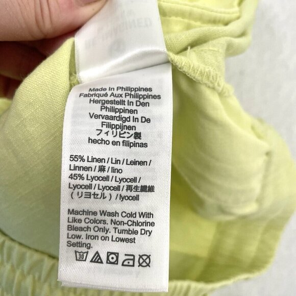 J. CREW Linen Blend Pull-On Lightweight Shorts Pockets Neon Yellow size Large - Picture 6 of 6